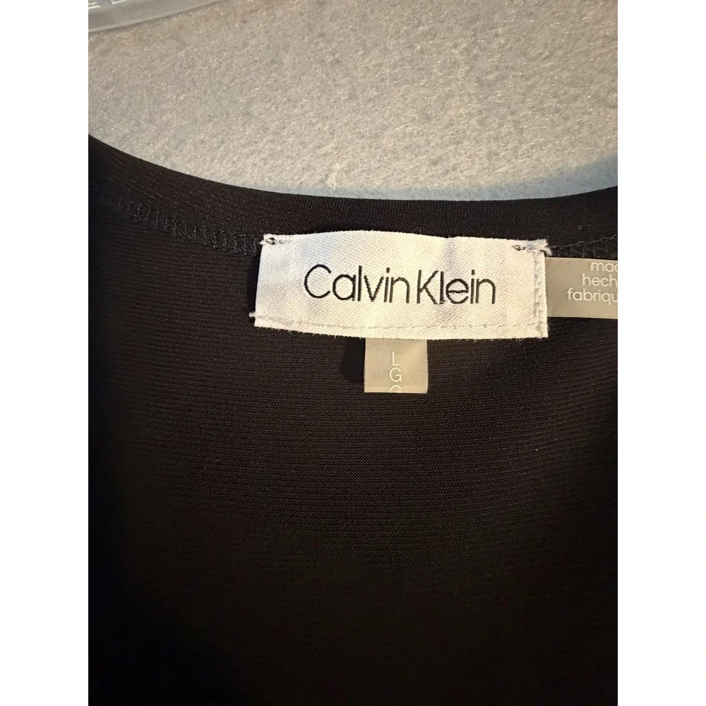 Calvin Klein Dress Womens L Black White Colorblock Tank Maxi Jersey Lined